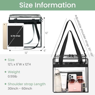 BAGAIL Clear Stadium Tote Bag with Adjustable Crossbody Strap