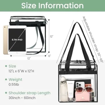 BAGAIL Clear Stadium Tote Bag with Adjustable Crossbody Strap