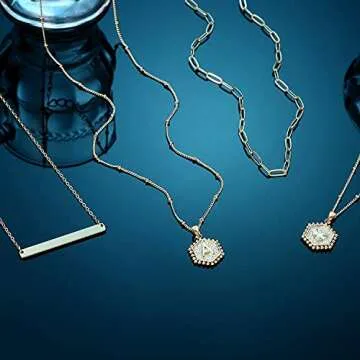 Turandoss Gold Layered Initial Necklaces for Women