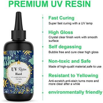 UV Resin Kit, 100g Upgraded Fast Curing UV Resin Kit with Light, Crystal Clear Hard Type UV Epoxy Re...