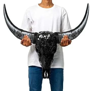 Skull Bliss - Authentic Real Taxidermy Hand-Crafted Buffalo Skull/Unique Real Bull Skull Wall Decor/Genuine Western Home Decor (Standard Horns)