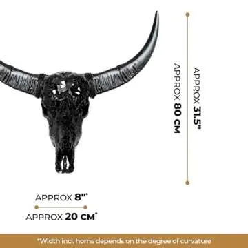 Skull Bliss - Authentic Real Taxidermy Hand-Crafted Buffalo Skull/Unique Real Bull Skull Wall Decor/Genuine Western Home Decor (Standard Horns)