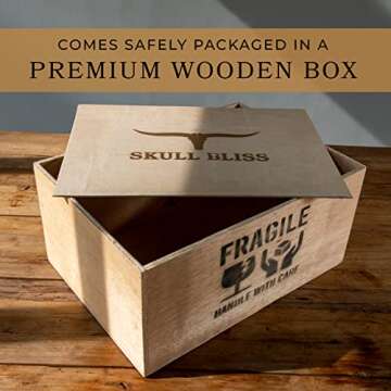 Skull Bliss - Authentic Real Taxidermy Hand-Crafted Buffalo Skull/Unique Real Bull Skull Wall Decor/Genuine Western Home Decor (Standard Horns)