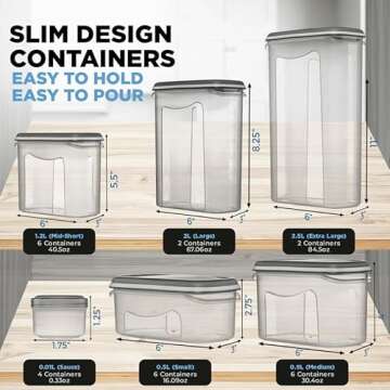 Shazo LARGEST Set of 52 Pc Food Storage Containers (26 Container Set) Airtight Dry Food Space Saver w Interchangeable Lid, 14 Measuring Cups + Spoons, Labels + Marker - One Lid Fits All - Reusable