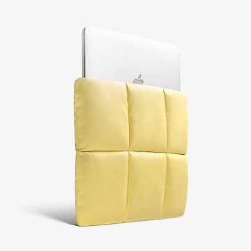 Comfyable Puffy Laptop Sleeve 13 Inch 14 Inch, Quilted Puffer Laptop Carrying Case, Pillow Case Compatible for MacBook Air M3 2024 M2 M1, MacBook Pro M4 Pro/Max, 13 in 14 in Cover, Yellow
