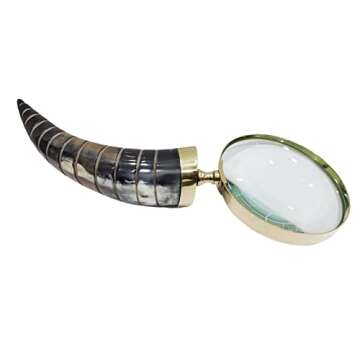 Navirock Antiques Reproduction Brass Magnifying Glass with Buffalo Horn Handle Zoom Real Glass, Best...