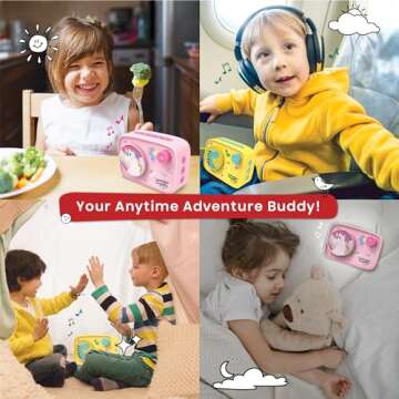WonderBuddy Kids Screen-Free Audio Player, 500+ Preloaded Stories & Rhymes with Storybook DIY Art Kit, Voice Recorder, Content Upgrade, Bluetooth, Christmas Birthday Gift for Girls 3+ Years- Unicorn