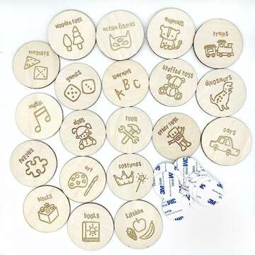 Wood Toy Storage Labels 3M Double Sided Tape. 20 Unique Designs of Wooden Trofast Tags. Home Organiz...