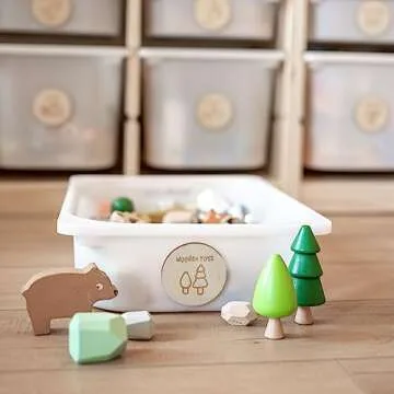 Wood Toy Storage Labels 3M Double Sided Tape. 20 Unique Designs of Wooden Trofast Tags. Home Organization Playroom, Bedroom Decor. Original Illustration by Artist @vieli_arte (Wood + 3M)