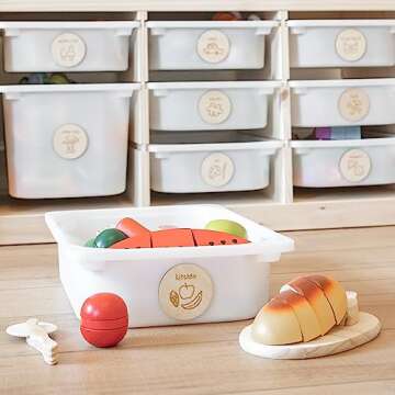 Wood Toy Storage Labels 3M Double Sided Tape. 20 Unique Designs of Wooden Trofast Tags. Home Organization Playroom, Bedroom Decor. Original Illustration by Artist @vieli_arte (Wood + 3M)