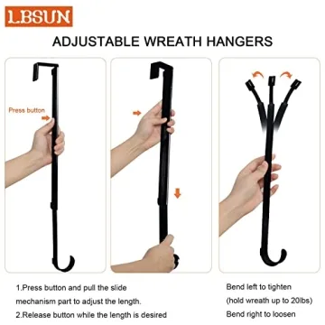 LBSUN Adjustable Wreath Hanger – Durable Metal Hook for Home Decor