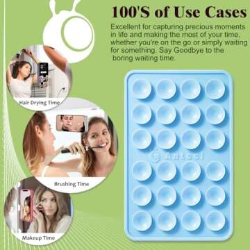 Anteel MAX Silicone Suction Phone Case Adhesive Mount, Upgraded Super Strong Grip, Durable, Easy to Use, Hands-Free Sticky Phone Holder for Selfies, Tiktok Videos, 2.56"x3.94" (Translucent)