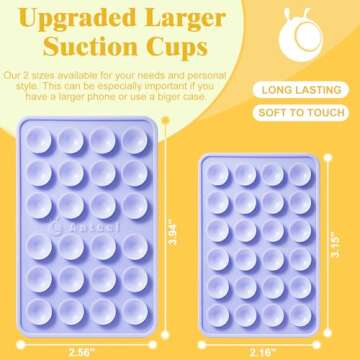 Anteel MAX Silicone Suction Phone Case Adhesive Mount, Upgraded Super Strong Grip, Durable, Easy to Use, Hands-Free Sticky Phone Holder for Selfies, Tiktok Videos, 2.56"x3.94" (Translucent)