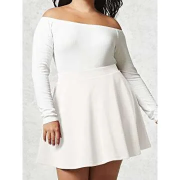 MBJ WB211 Women's Basic Versatile Stretchy Flared Skater Skirt for Girl M White