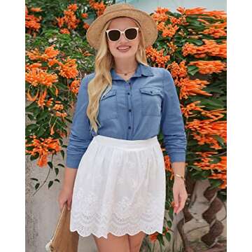 Vetinee Classic Dark Blue Denim Shirt for Women - Stylish Casual Wear