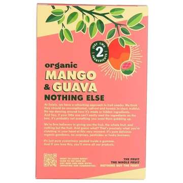 SOLELY - Organic Mango & Guava Whole Fruit Gummies (1 Box, 5 Single Serving Bags per Box) - Real Fre...