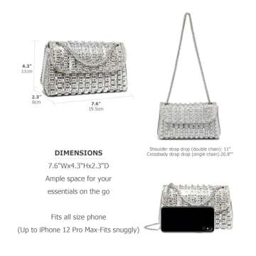 Sweetovo Rhinestones Clutch Purses for Women Chain Shoulder Bags Sparkly Evening Bags Handbags for C...