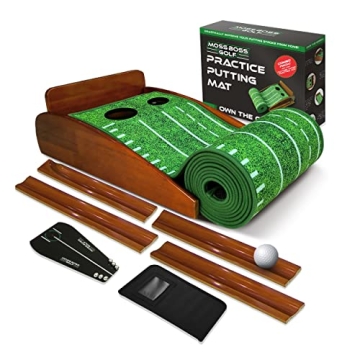 Moss Boss Golf Practice Putting Mat and Tutor for Home or Office