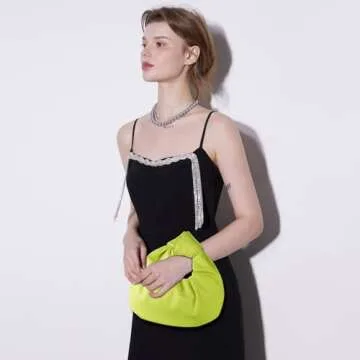 JENSVOIR Clutch Purse for Women - Light Green Knotted Evening Clutch PU Leather Handbag Pleated Bag Designer Purse