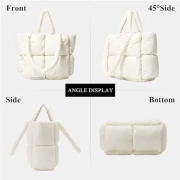 OWGSEE Soft Puffy Handbag Lightweight Quilted Tote