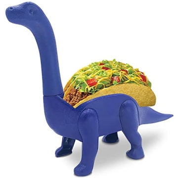 Vezna Home Goods Dinosaur Taco Holder for Kids, Blue Brontosaurus Dino Plate Taco Stand Holds 2 Shel...