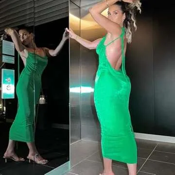 Argeousgor Sexy Spaghetti Strap Backless Maxi Dress