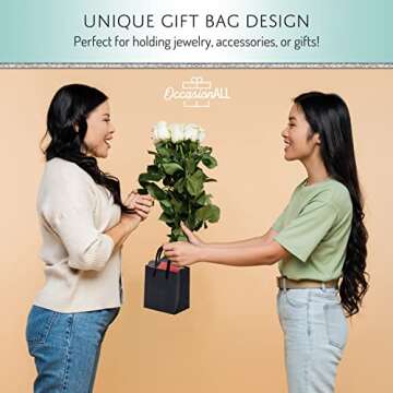 OccasionALL Mini Gift Bags with Handles, Black Totes for Holidays, Christmas, Candles, Luxury, Elega...