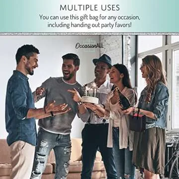 OccasionALL Mini Gift Bags with Handles, Black Totes for Holidays, Christmas, Candles, Luxury, Elegant Parties, Shopping, Bulk, 4x2.75x4.5 12 Pack