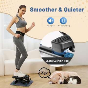 Cutewolf Steppers for Exercise at Home, Mini Stair Stepper with Resistance Bands with Quiet Design, Portable Fitness Stepper Equipment Machine for Full Body Workout, 330 lbs Loading Capacity