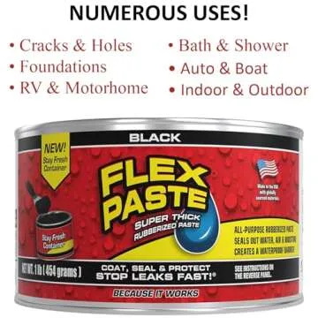 Flex Seal Black Flex Paste 1lb | Leak Repair Bundle with Putty Knife Set + Daley Mint Cleaning Towel | Quickly DIY Repair & Fill Gaps, Holes, Cracks