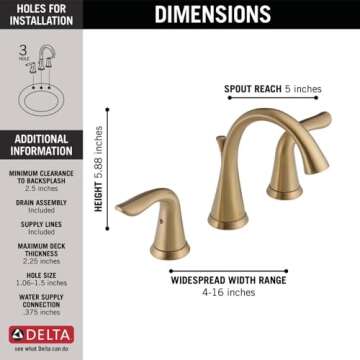 Delta Lahara Widespread Faucet in Champagne Bronze - Luxury & Quality