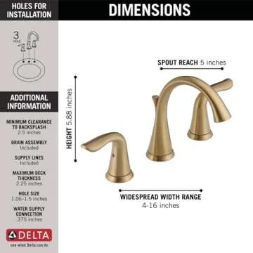 Delta Lahara Widespread Faucet in Champagne Bronze - Luxury & Quality