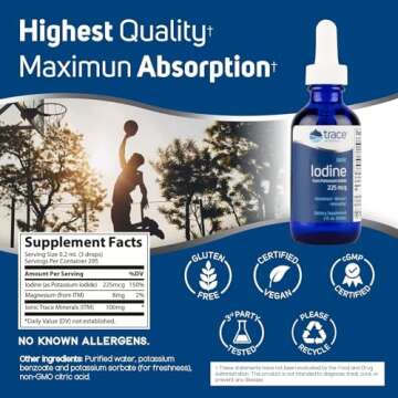 Trace Minerals Ionic Iodine Supplement 225 mcg - Gel Drops for Immune System & Thyroid Health
