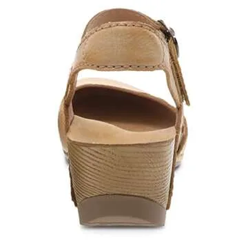 Dansko Tiffani Wedge Sandal for Women - Cushioned, Contoured Footbed for All-Day Comfort and Support Tan Sandals 7.5-8 M US