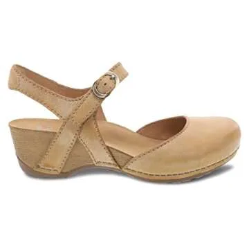 Dansko Tiffani Wedge Sandal for Women - Cushioned, Contoured Footbed for All-Day Comfort and Support Tan Sandals 7.5-8 M US