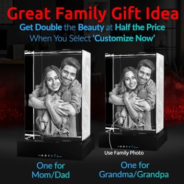 ArtPix 3D Crystal Photo, Christmas Customized Gifts for Women, Her, Wife, Men, Mom, Great Xmas Personalized Gift With Your Own Photo, Custom 3D Picture Rectangle, Couples Gifts
