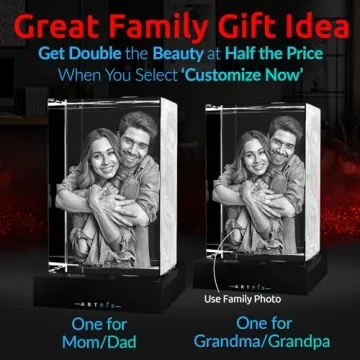 ArtPix 3D Crystal Photo, Christmas Customized Gifts for Women, Her, Wife, Men, Mom, Great Xmas Personalized Gift With Your Own Photo, Custom 3D Picture Rectangle, Couples Gifts