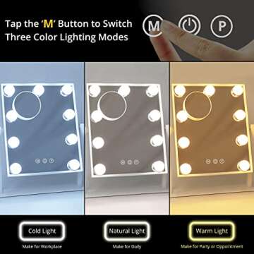 Fabuday Lighted Vanity Makeup Mirror with Lights Hollywood Cosmetic Mirror with 9 Dimmable LED Bulbs...