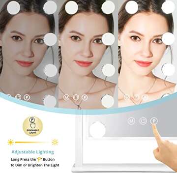 Fabuday Lighted Vanity Makeup Mirror with 9 LED Bulbs