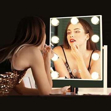 Fabuday Lighted Vanity Makeup Mirror with 9 LED Bulbs