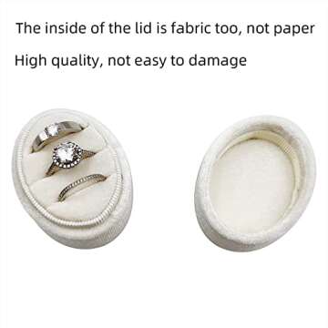 Beatilog Oval Velvet Ring Box 3 Slots- Premium Wedding Ring Box Vintage Handmade Rings Holder Storag...