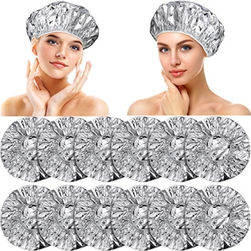 12 Pieces Deep Conditioning Caps Aluminum Foil Reusable Hair Processing Caps Hair Coloring Shower Ca...