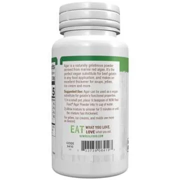 NOW Foods, Agar Pure Powder, Vegetarian Substitute for Gelatin, Gluten-free, Kosher, 2-Ounce