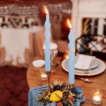 Elegant Twisted Blue Spiral Candlesticks for Home Decor