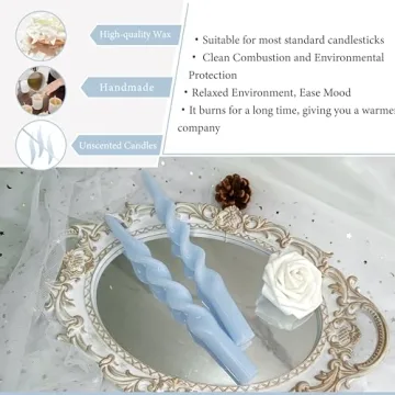 Elegant Twisted Blue Spiral Candlesticks for Home Decor