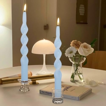 Elegant Twisted Blue Spiral Candlesticks for Home Decor