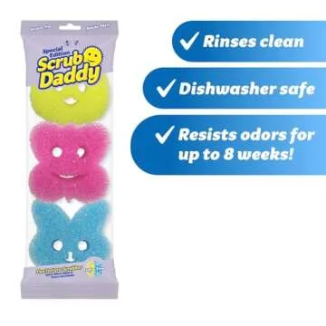 Scrub Daddy Special Edition Spring - Scratch-Free Multipurpose Dish Sponge - BPA Free & Made with Polymer Foam - Stain & Odor Resistant Kitchen Sponge (3ct)