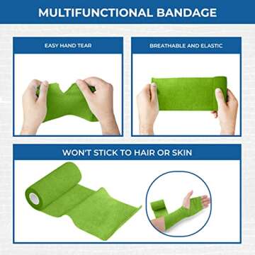 BANDVET WRAP Self Adhesive Bandage Wrap - Pack of 12 Assorted Colors, Non-Woven, Breathable & Water-...