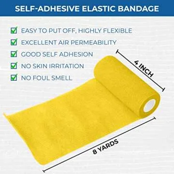 BANDVET WRAP Self Adhesive Bandage Wrap - Pack of 12 Assorted Colors, Non-Woven, Breathable & Water-Resistant Vet Wrap for First Aid, Sports Injury, Body Sprains, & Pets - 4 Inch x 5 Yards