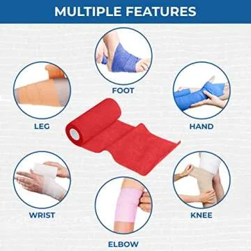 BANDVET WRAP Self Adhesive Bandage Wrap - Pack of 12 Assorted Colors, Non-Woven, Breathable & Water-Resistant Vet Wrap for First Aid, Sports Injury, Body Sprains, & Pets - 4 Inch x 5 Yards